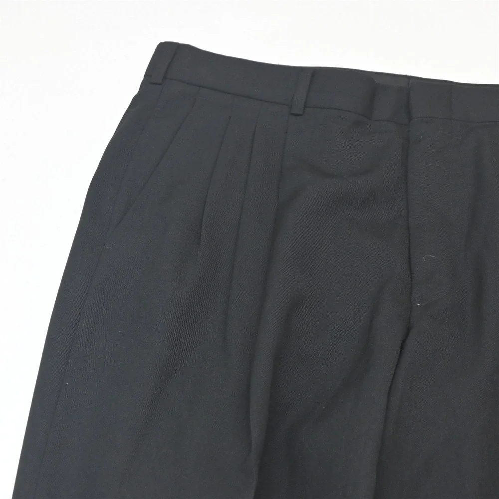 Vtg Mens Double Breasted 44R 34x30 Black Wool Mens Jacket Pants Suit